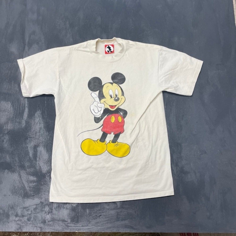 Vintage Mickey Mouse Mickey Inc Shirt Medium Cream 90s Excellent